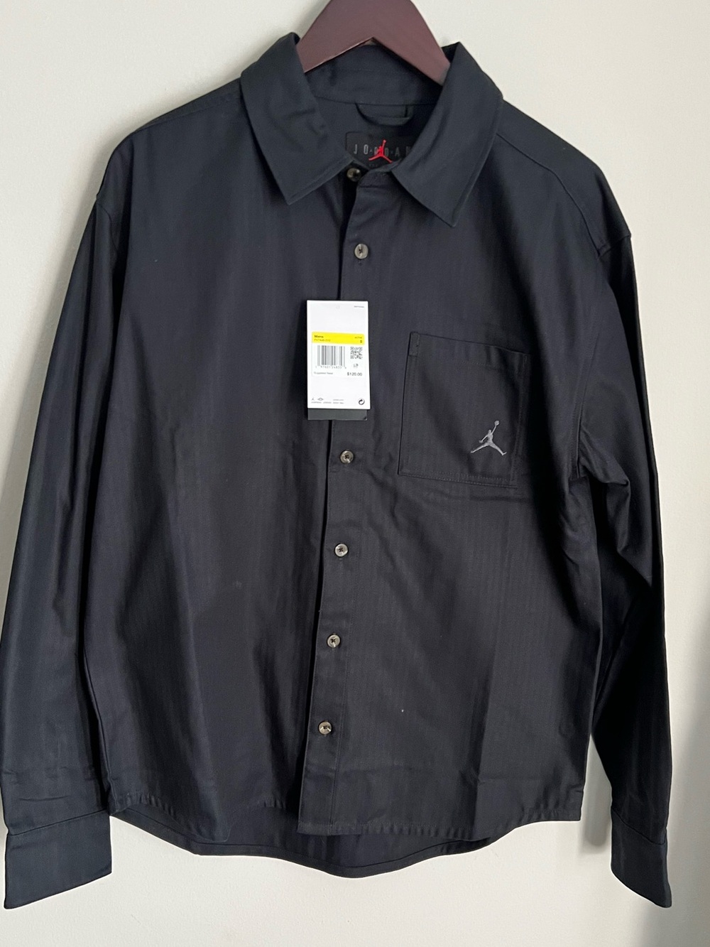 AIR JORDAN Essentials Oversized Men’s Black Button Down Shirt FV7446 010 Size S